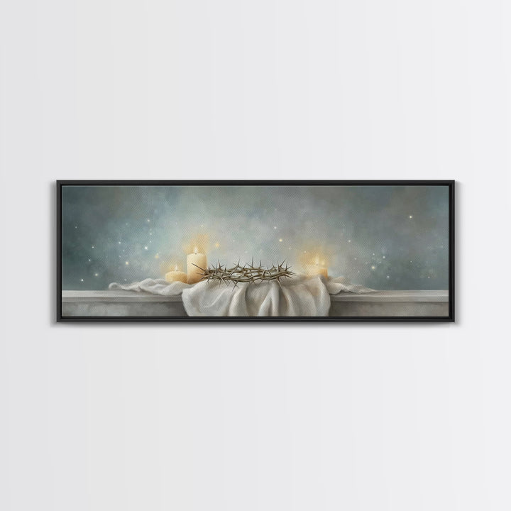 Sacred Vigil – Framed Canvas Print – Christian Art – Christian Art Canvas – Panoramic Wall Art – Christian Christmas Art – Modern Christian