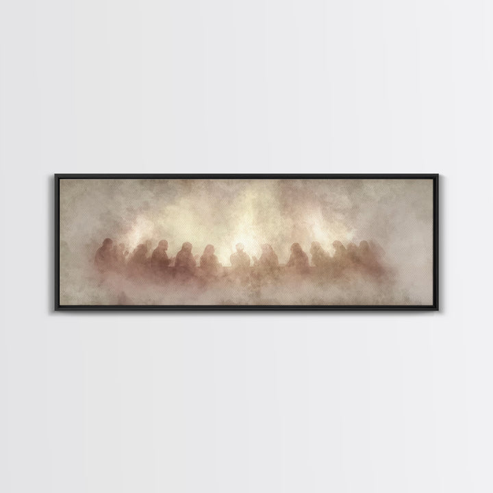 Supper Of Grace – Framed Canvas Print – Panoramic Painting – Christian Wall Art – Christian Art Canvas – Christian Christmas Art – Jesus Ar