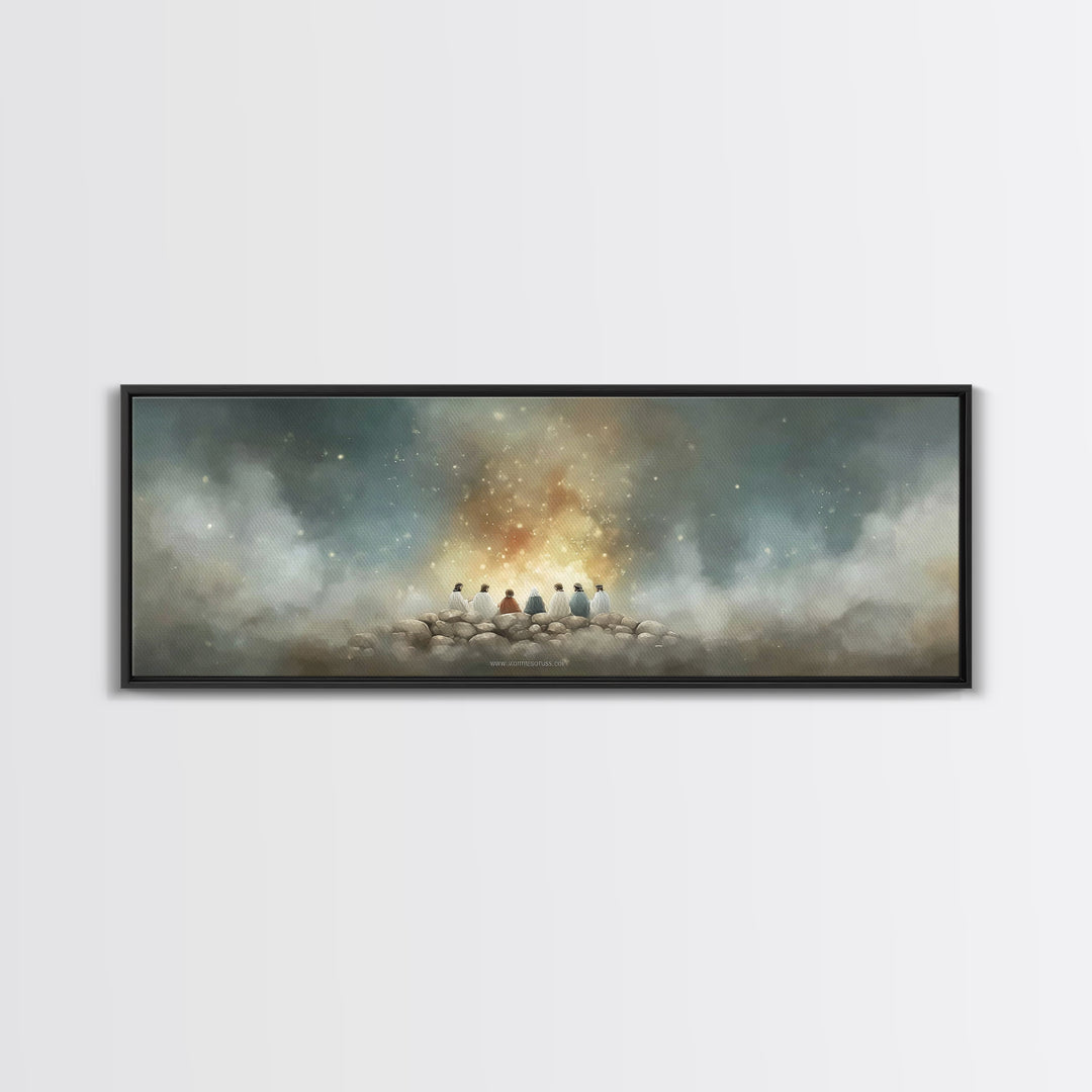 Mount Of Light – Framed Canvas Print – Christian Art – Christian Art Canvas – Jesus Painting – Panoramic Painting – Christmas Art