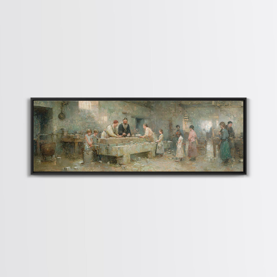 Humble Workshop Hours | Framed Canvas Print | Panoramic Wall Art | Christian Art Canvas | Christian Wall Art | Jesus Painting | Christian A