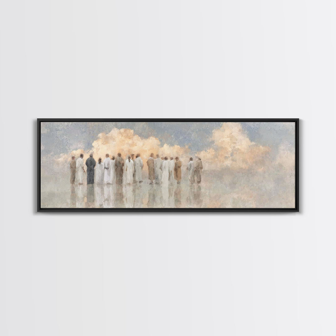 Celestial Meeting | Framed Canvas Print | Christian Wall Art | Christian Art Canvas | Panoramic Wall Art | Christian Painting | Christian C