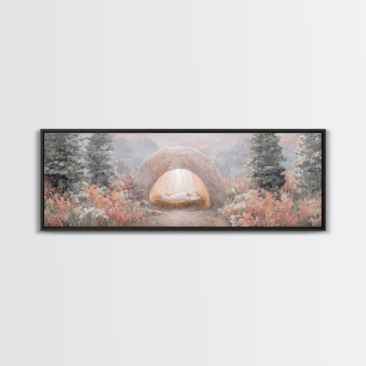 Garden Of Light, Framed Canvas Print, Christian Wall Art, Christian Art Canvas, Panoramic Frame, Christmas Art, Christian Christmas Decor