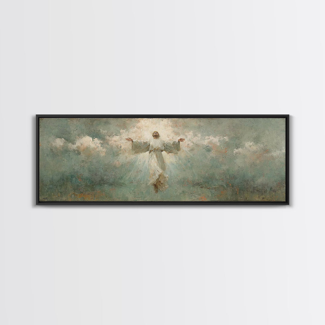 Rising Light | Framed Canvas Print | Christian Art | Christian Art Canvas | Panoramic Wall Art | Jesus Painting | Christian Gift