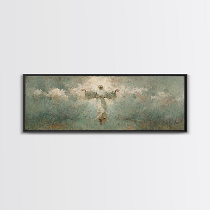 Rising Light | Framed Canvas Print | Christian Art | Christian Art Canvas | Panoramic Wall Art | Jesus Painting | Christian Gift