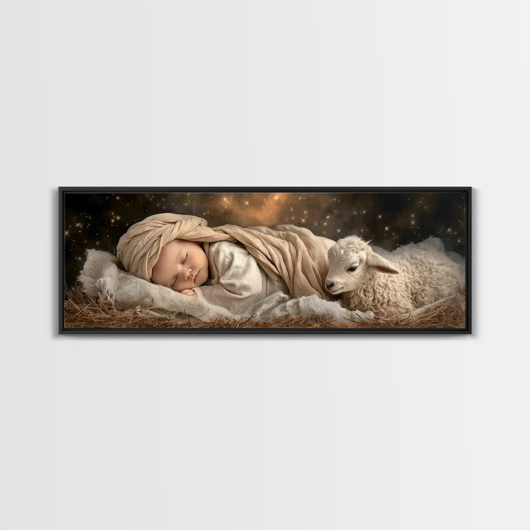 Heaven’s Peace – Framed Canvas Print – Christian Wall Art – Christian Art Canvas – Christmas Art – Panoramic Art – Jesus Painting