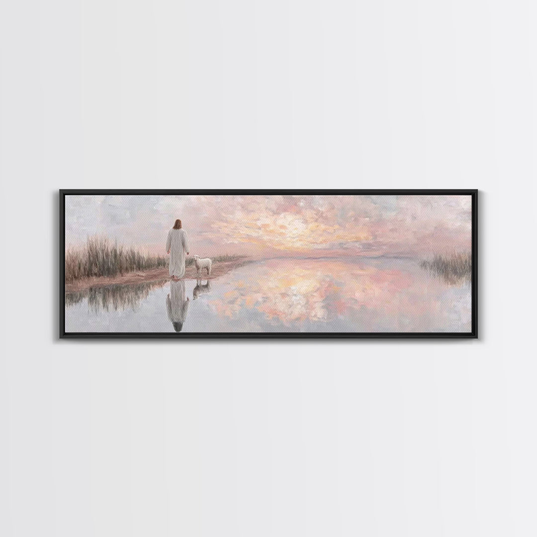 Morning Path Of Grace – Framed Canvas Print – Panoramic Art – Christian Wall Art – Christian Art Canvas – Jesus Painting – Christian Decor