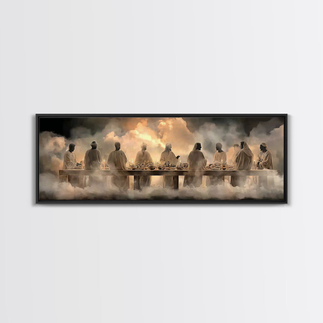Cloudborne Communion | Framed Canvas Print | Panoramic Art | Christian Art Canvas | Jesus Painting | Christian Wall Art | Large Christian A