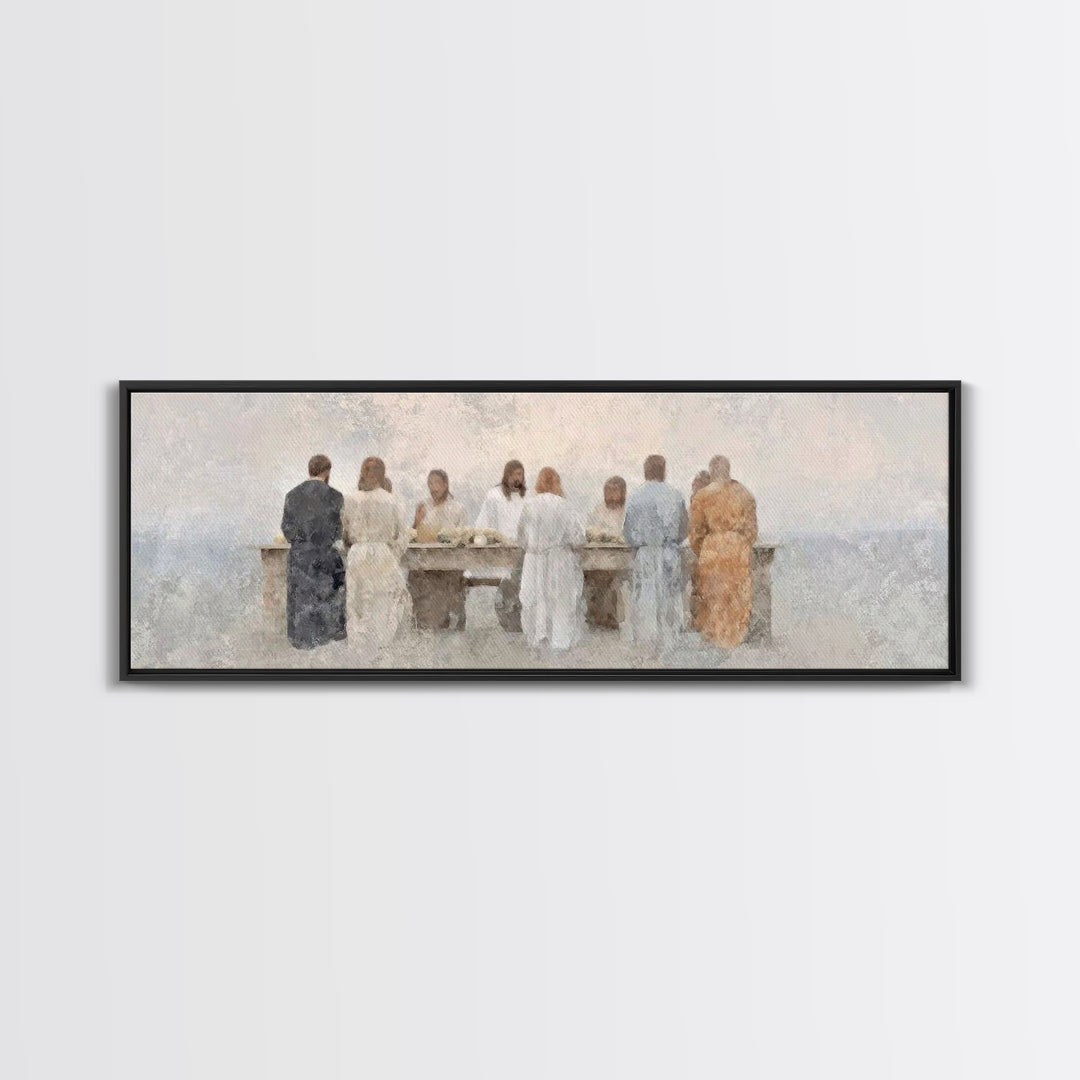 Table Of Peace – Framed Canvas Print – Panoramic Frame – Christian Art – Christian Wall Art – Jesus Painting – Subtle Christian Art