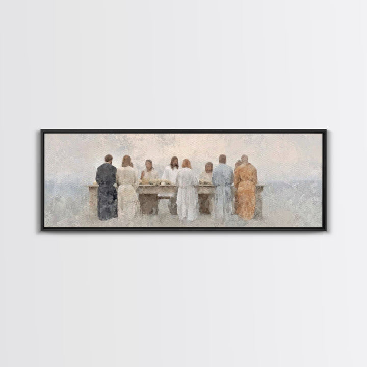 Table Of Peace – Framed Canvas Print – Panoramic Frame – Christian Art – Christian Wall Art – Jesus Painting – Subtle Christian Art