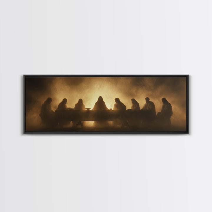 Heavenly Gathering, Framed Canvas Print, Panoramic Painting, Christian Wall Art, Jesus Painting, Christian Art Canvas, Moody Christian Art