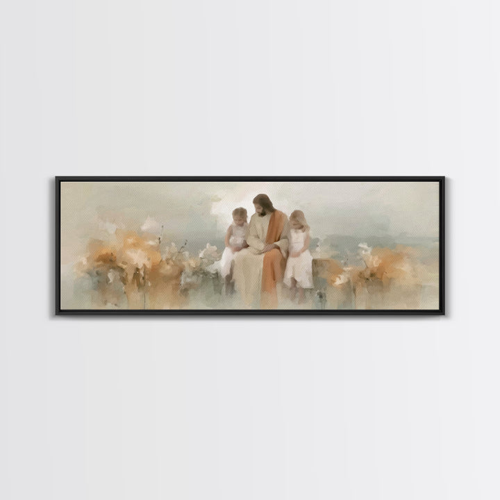 Flowers Of Mercy – Framed Canvas Print – Panoramic Painting – Christian Art – Jesus Painting – Christian Art Canvas – Christian Wall Art