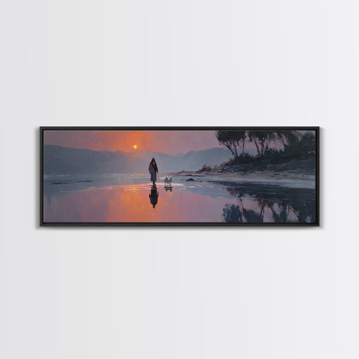 Gentle Guidance, Framed Canvas Print, Christian Art Canvas, Jesus Painting, Christian Wall Art, Panoramic Painting, Christian Decor
