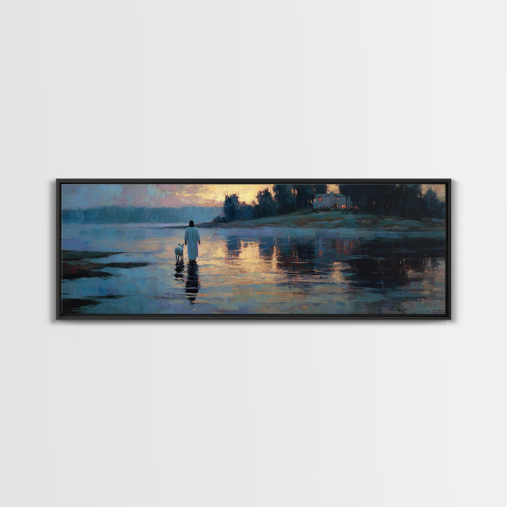 Twilight Of Peace | Framed Canvas Print | Christian Art Canvas | Christian Wall Art | Jesus Painting | Panoramic Art | Christian Gift