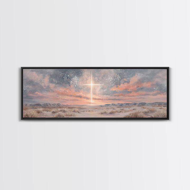 Star Of Bethlehem – Framed Canvas Print – Christian Wall Art – Christian Art Canvas – Christmas Art – Panoramic Frame – Christian Gift