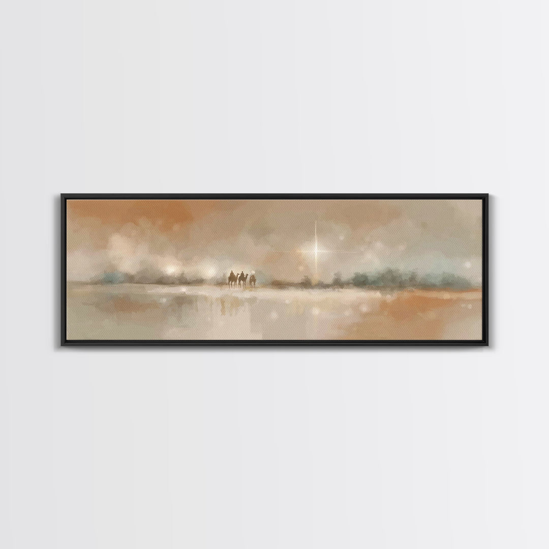 Guided By The Light | Framed Canvas Print | Christian Art Canvas | Christmas Art | Panoramic Wall Art | Christian Wall Art | Christian Gift