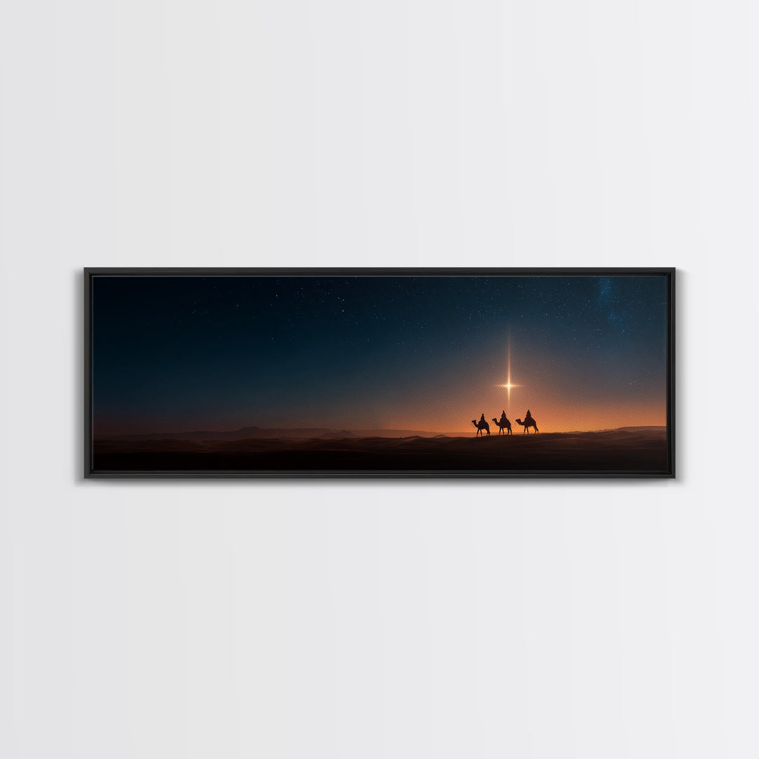 The Guiding Star – Framed Canvas Print – Panoramic Art – Christian Wall Art – Christmas Art – Christian Christmas Art – Jesus Painting