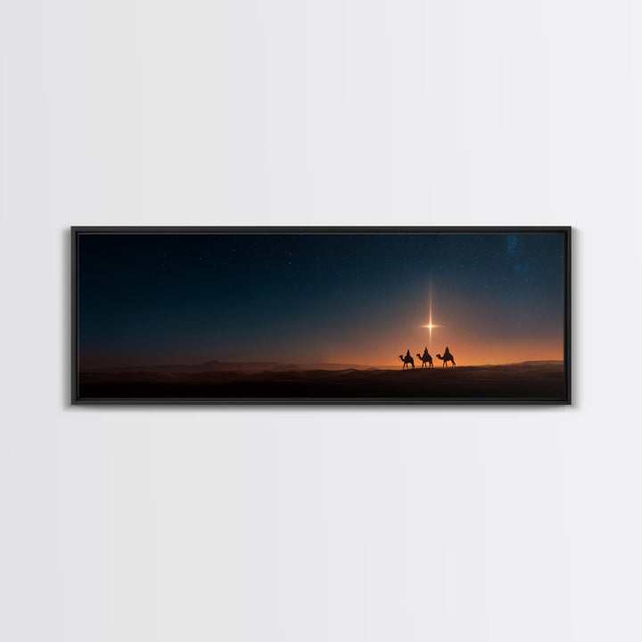 The Guiding Star – Framed Canvas Print – Panoramic Art – Christian Wall Art – Christmas Art – Christian Christmas Art – Jesus Painting