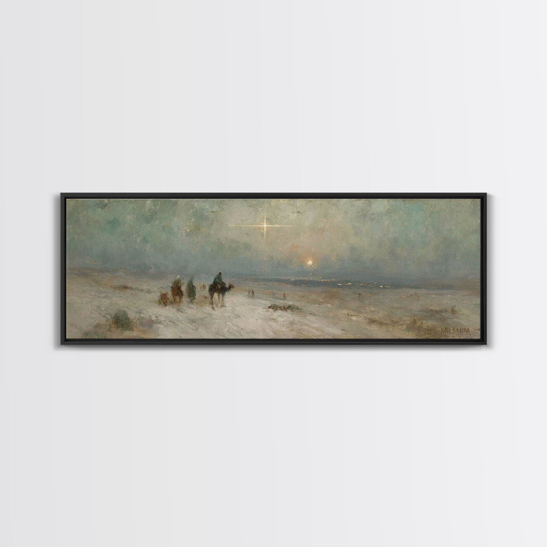 Holy Night Caravan | Framed Canvas Print | Panoramic Print | Christian Christmas Art | Christian Wall Art | Christmas Canvas Wall Art | Chr