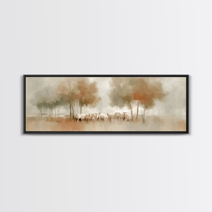 Pastoral Morning Calm – Framed Canvas Print – Panoramic Painting – Christian Art – Jesus Wall Art – Christian Art Print – Christian Decor