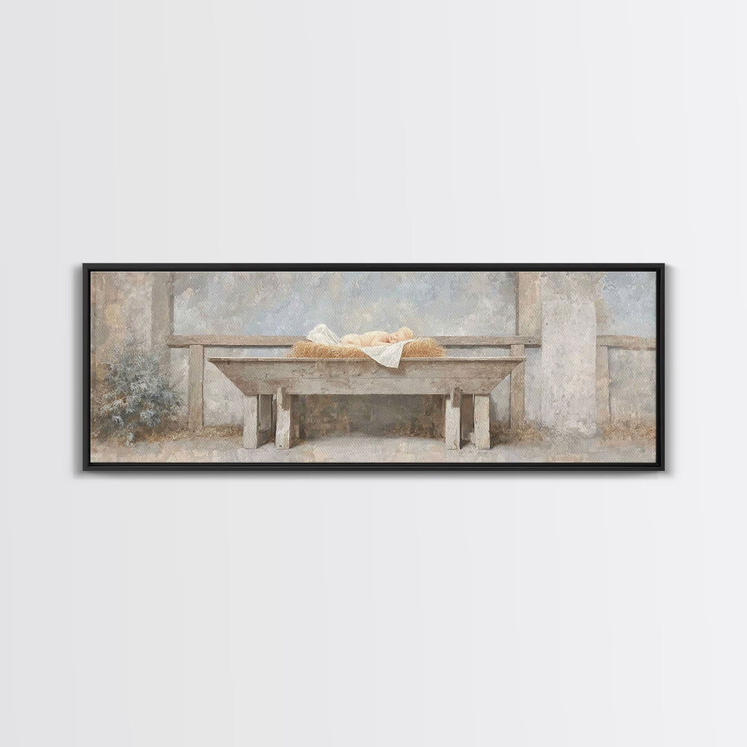 Infant Of Grace | Framed Canvas Print | Extra Wide Art | Christian Art Canvas | Christian Wall Art | Christian Christmas Art | Vintage Chri