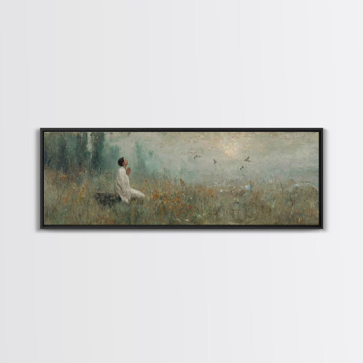 Celestial Garden Rest | Framed Canvas Print | Christian Art Canvas | Christian Wall Art | Panoramic Art | Christian Decor | Christian Gift