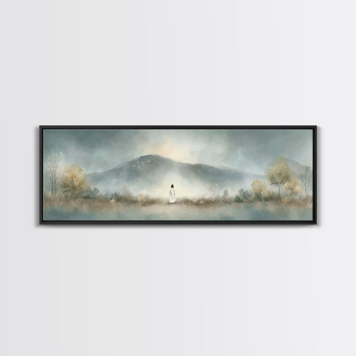 Silent Horizon | Framed Canvas Print | Christian Wall Art | Panoramic Painting | Jesus Canvas Art | Christian Art Canvas | Christmas Art