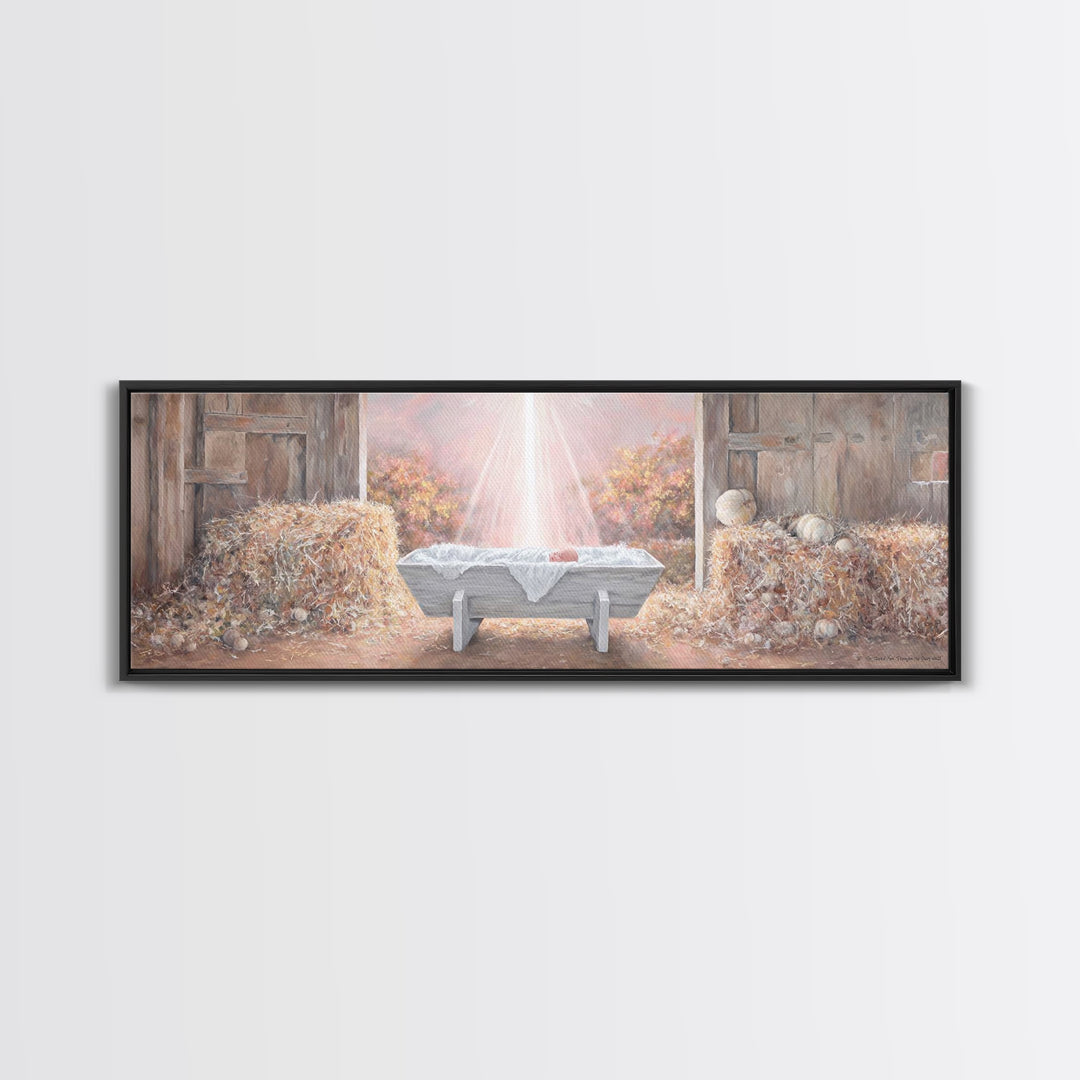 Barn Of Glory – Framed Canvas Print – Panoramic Art – Christian Christmas Art – Christian Wall Art – Christian Art Canvas – Modern Christia