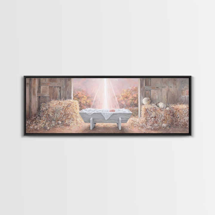 Barn Of Glory – Framed Canvas Print – Panoramic Art – Christian Christmas Art – Christian Wall Art – Christian Art Canvas – Modern Christia