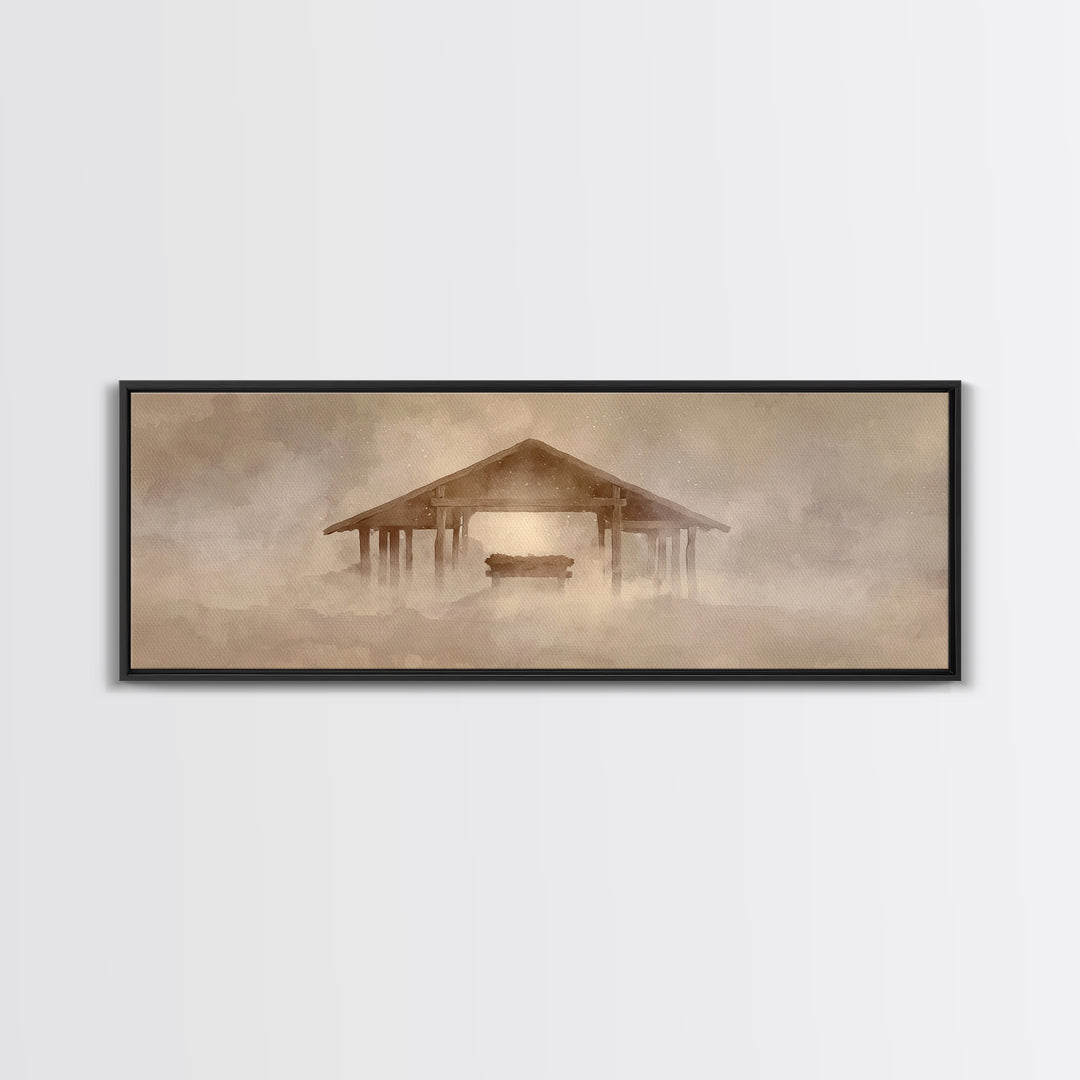 Silent Winter Star, Framed Canvas Print, Panoramic Art, Christian Art Canvas, Christian Christmas Art, Christmas Wall Art, Christian Wall A