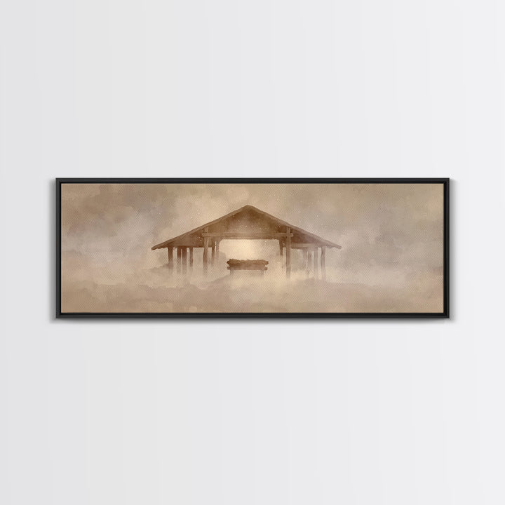 Silent Winter Star, Framed Canvas Print, Panoramic Art, Christian Art Canvas, Christian Christmas Art, Christmas Wall Art, Christian Wall A