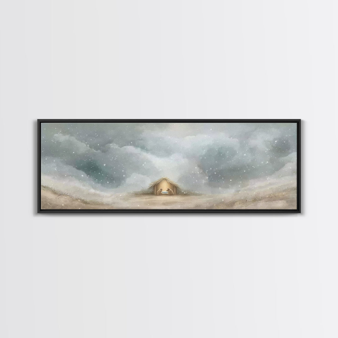 Cave Of Dawn – Framed Canvas Print – Panoramic Painting – Christian Art Canvas – Christmas Art – Christian Wall Art – Christian Christmas D