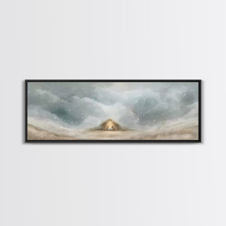 Cave Of Dawn – Framed Canvas Print – Panoramic Painting – Christian Art Canvas – Christmas Art – Christian Wall Art – Christian Christmas D