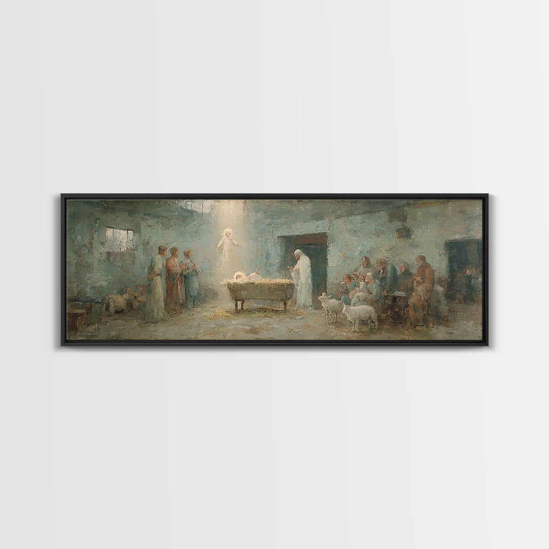 Heaven’s First Hour | Framed Canvas Print | Panoramic Print | Christian Wall Art | Christian Art Canvas | Christian Christmas Art | Christi