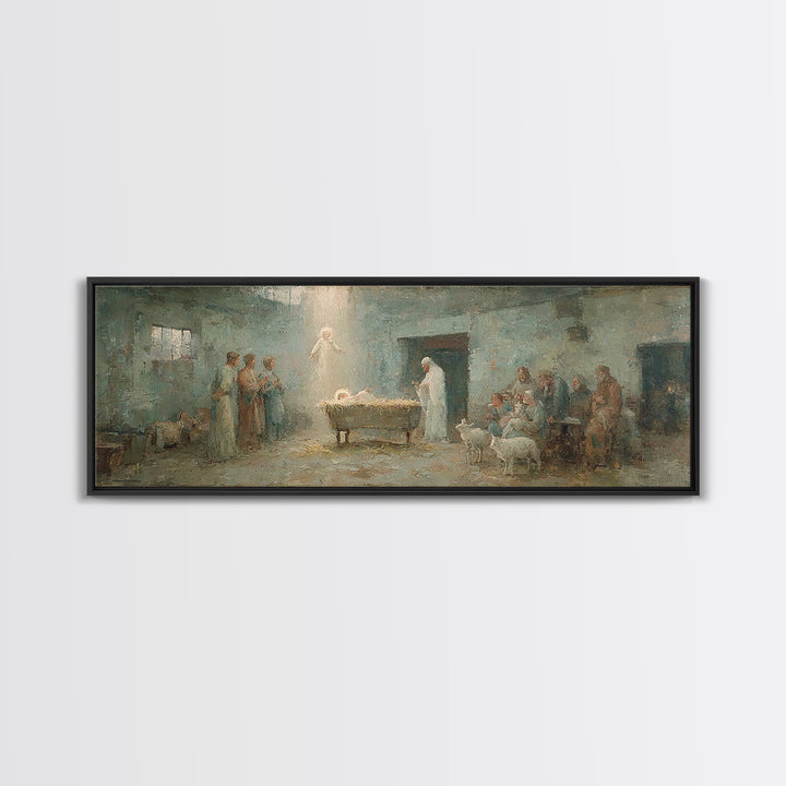 Heaven’s First Hour | Framed Canvas Print | Panoramic Print | Christian Wall Art | Christian Art Canvas | Christian Christmas Art | Christi