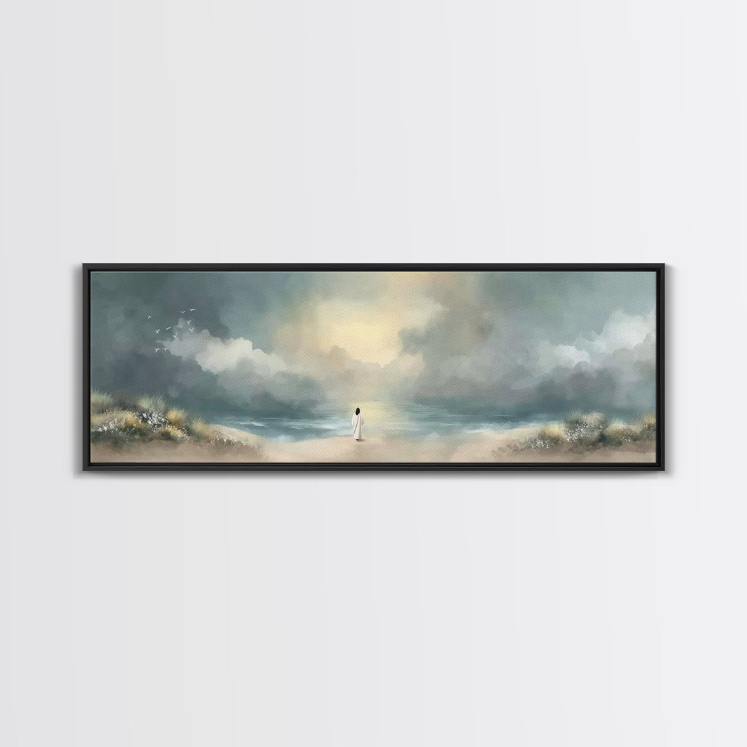Steps Of Grace | Framed Canvas Print | Panoramic Frame | Christian Art Canvas | Christian Wall Art | Modern Christian Painting | Jesus Art
