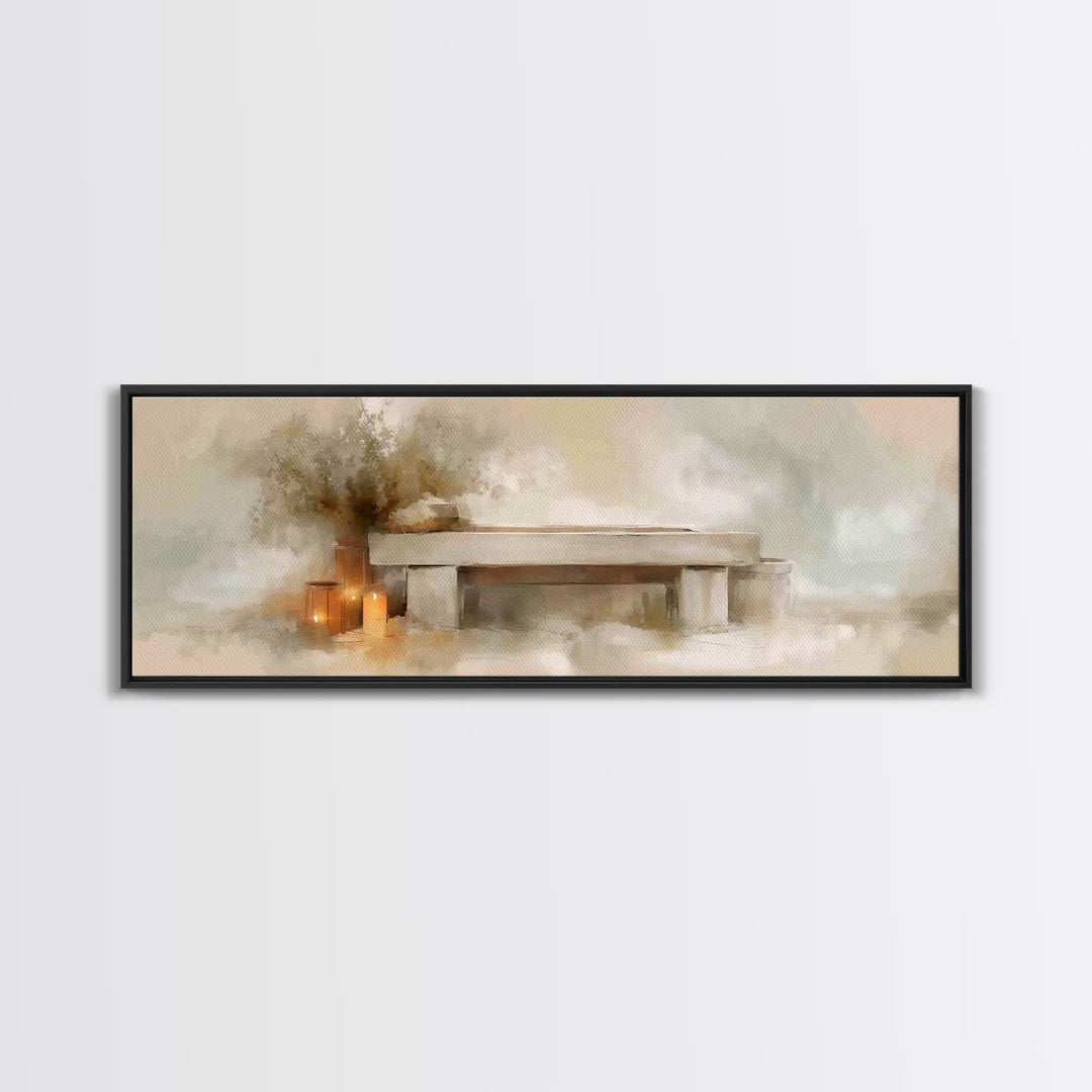 Candlelit Nativity Calm, Framed Canvas Print, Christian Wall Art, Christian Christmas, Christmas Art Prints, Panoramic Art, Christian Art C