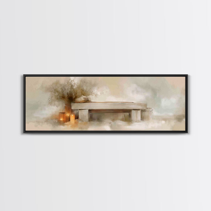 Candlelit Nativity Calm, Framed Canvas Print, Christian Wall Art, Christian Christmas, Christmas Art Prints, Panoramic Art, Christian Art C