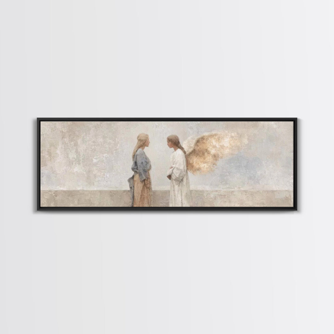 Radiant Angel Whisper – Framed Canvas Print – Christian Art Canvas – Panoramic Art – Christian Wall Art – Christmas Art – Christian Christm