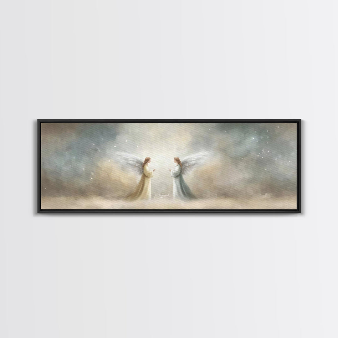 Wings Of Serenity – Framed Canvas Print – Christian Art – Christian Painting – Panoramic Frame – Christmas Art – Christian Christmas – Chri