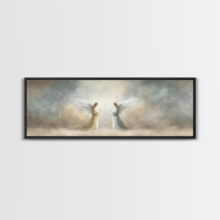 Wings Of Serenity – Framed Canvas Print – Christian Art – Christian Painting – Panoramic Frame – Christmas Art – Christian Christmas – Chri