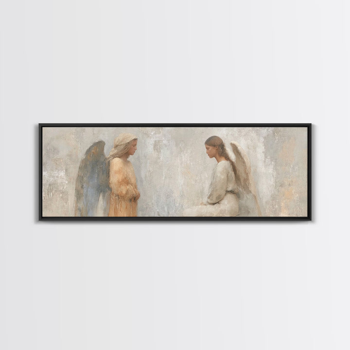 Soft Divine Encounter | Framed Canvas Print | Panoramic Art | Christian Art Canvas | Christian Wall Art | Christian Painting | Christmas Ar