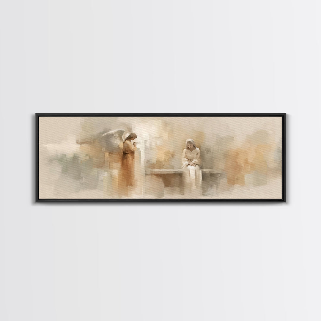 Radiant Holy Meeting – Framed Canvas Print – Panoramic Print – Christian Art Canvas – Christian Art – Christian Painting – Christmas Art –