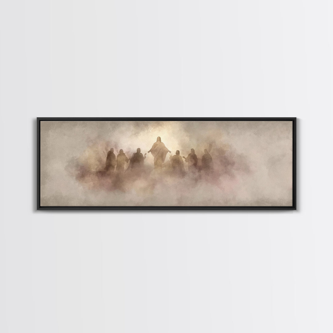 Risen Light Gathering, Framed Canvas Print, Panoramic Frame, Christian Art, Christian Art Canvas, Jesus Painting, Christian Painting, Chris