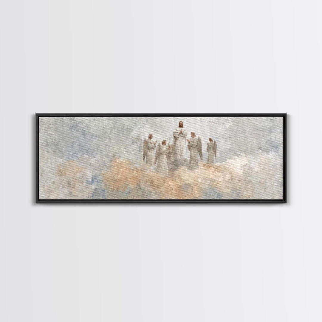 Heaven’s Exalted Praise – Framed Canvas Print – Panoramic Art – Christian Wall Art – Christian Painting – Christian Art Canvas – Jesus Art