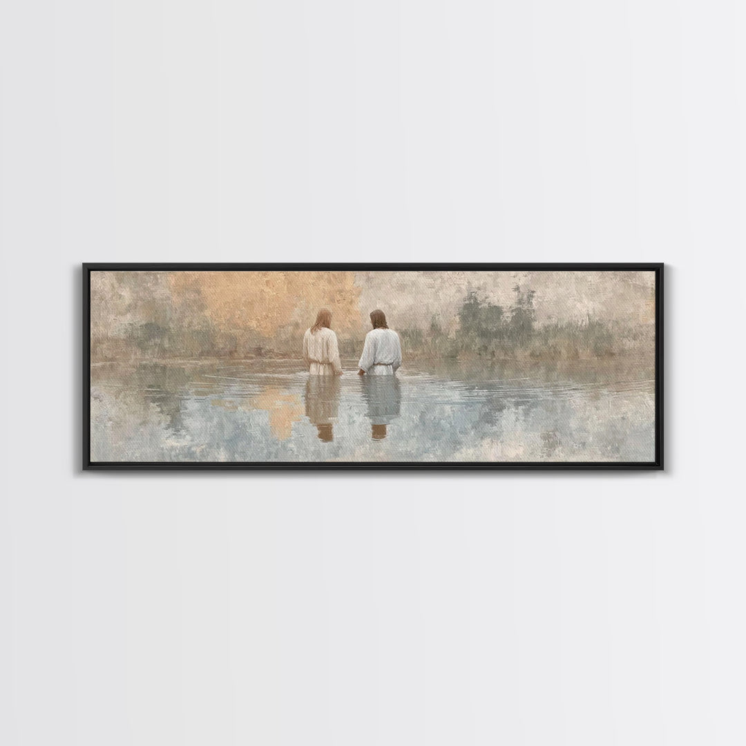Quiet Benediction | Framed Canvas Print | Christian Wall Art | Jesus Painting | Panoramic Print | Christian Art Gift | Christmas Canvas Wal