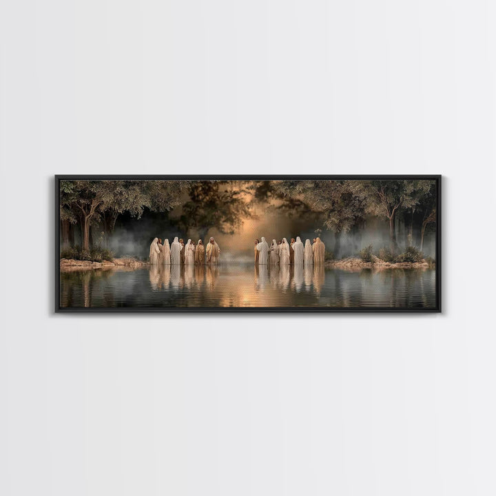 Waters Of Grace | Framed Canvas Print | Christian Art Canvas | Jesus Painting | Panoramic Art | Large Christian Painting | Christmas Wall A