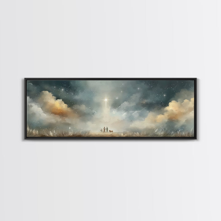 Star Of Messiah | Framed Canvas Print | Christian Christmas Art | Panoramic Painting | Christian Art Canvas | Jesus Painting | Christian Wa