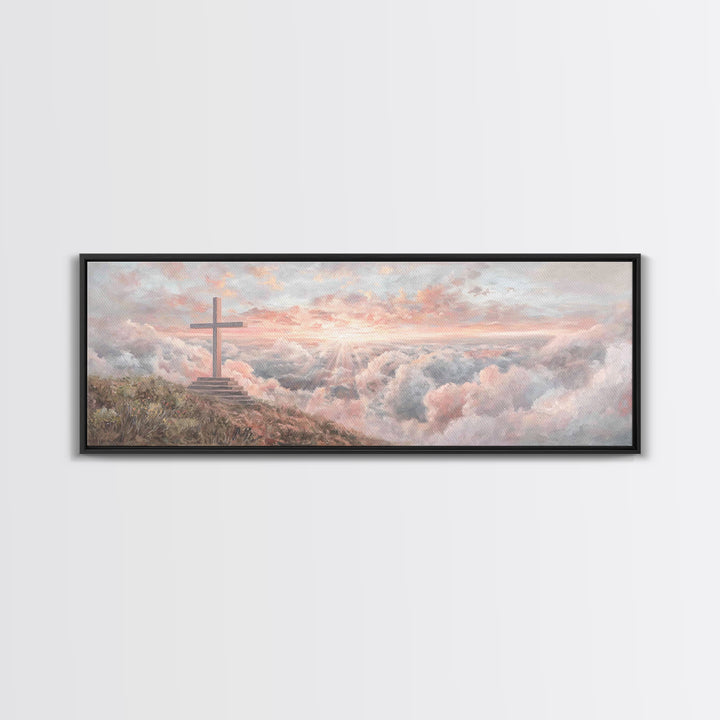 Cloudrise Redemption – Framed Canvas Print – Christian Wall Art – Christian Art Canvas – Panoramic Art – Christian Gift