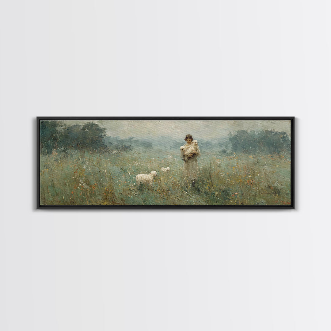Field Of Compassion – Framed Canvas Print – Christian Art Canvas – Christian Christmas Art – Jesus Painting – Panoramic Frame – Christian D