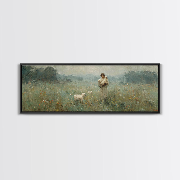 Field Of Compassion – Framed Canvas Print – Christian Art Canvas – Christian Christmas Art – Jesus Painting – Panoramic Frame – Christian D